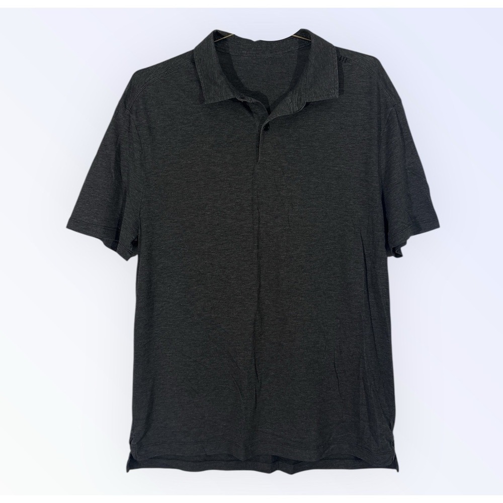 Lululemon Evolution Polo Shirt Men's Large Charcoal Short Sleeve Performance